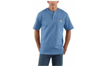 (K84) Workwear S/S Henley T-Shirt - Coastal Heather